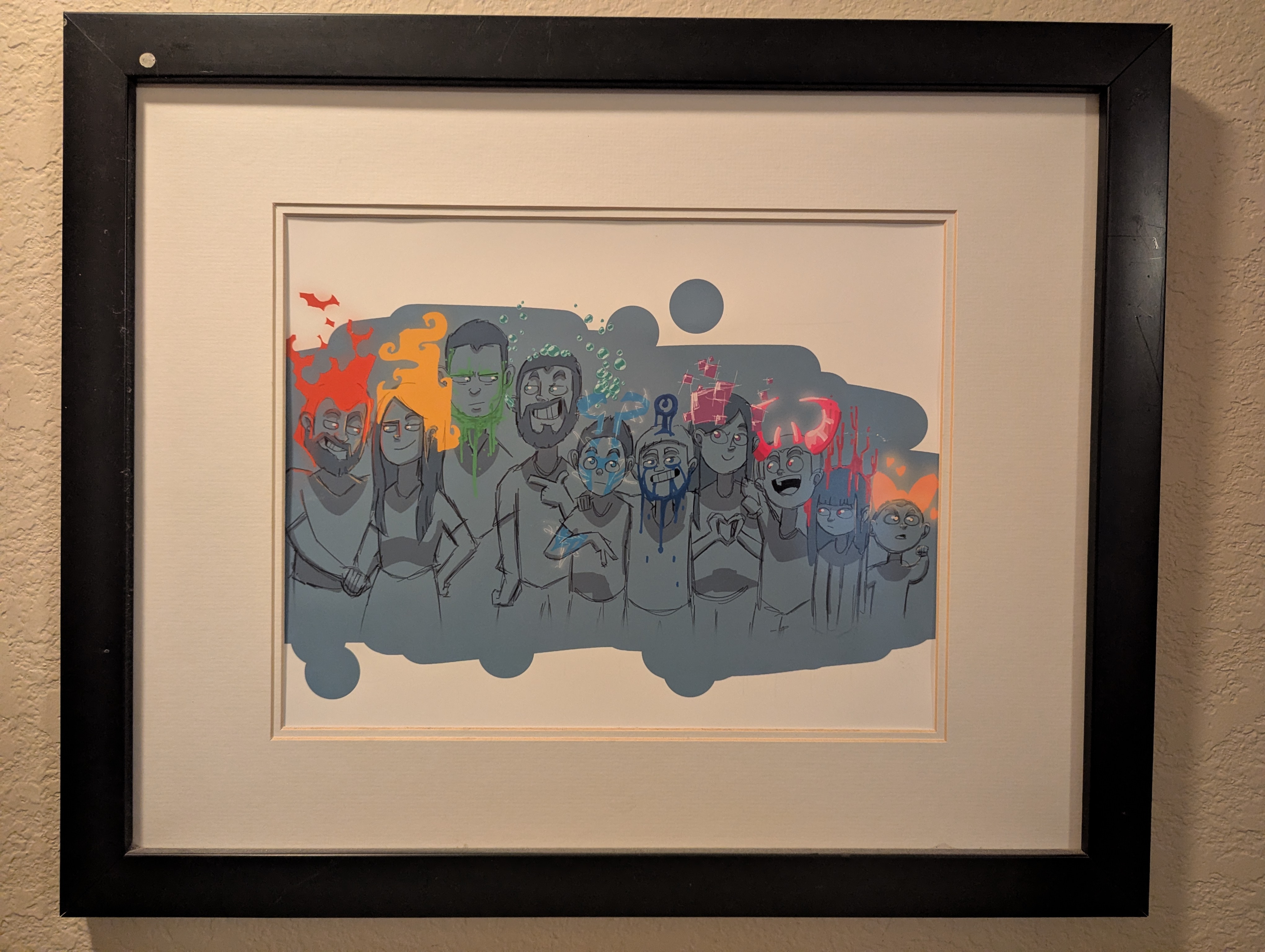 Family of 10 â€” drawn by son Caleb. Founding circle.